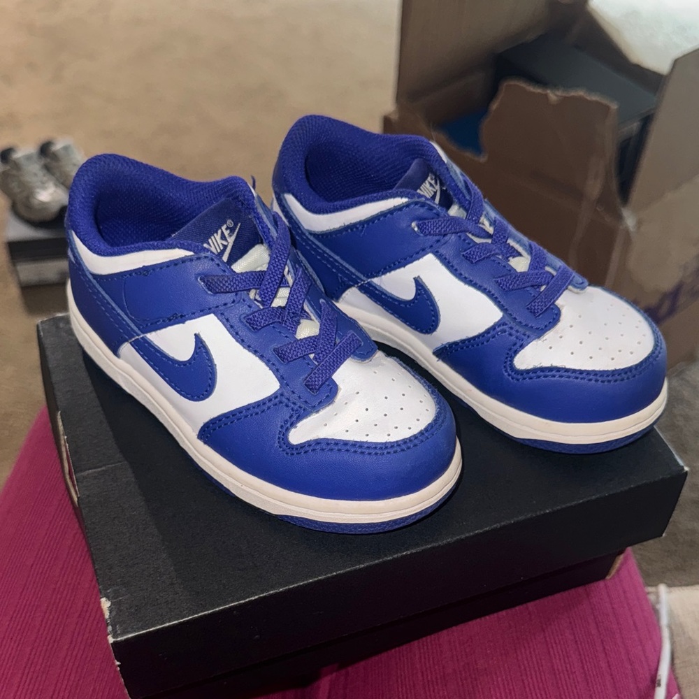 Toddlers Nike Airforces Royal Blue and White Dunks Sneakers